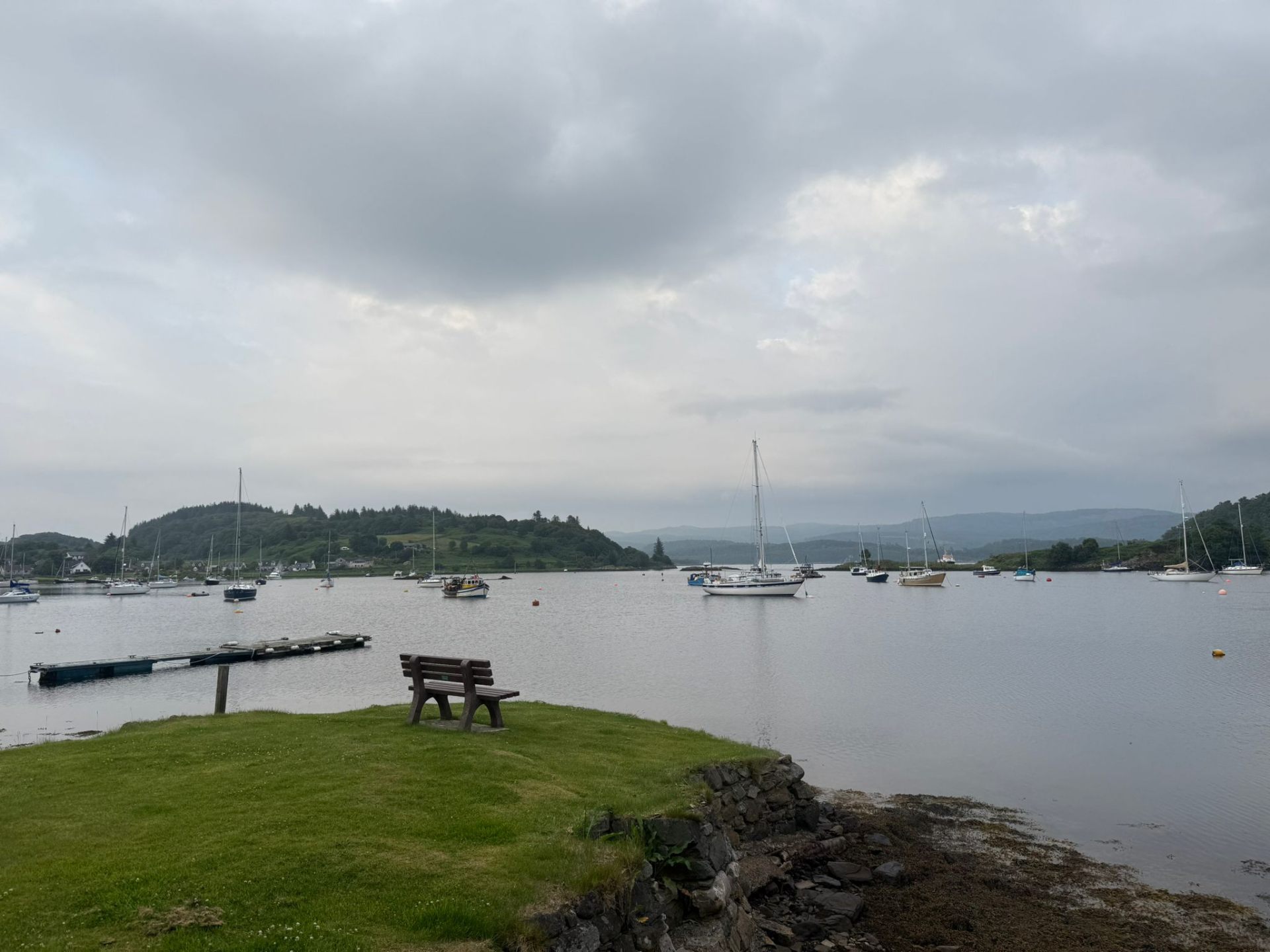 A private bench overlooking the bay